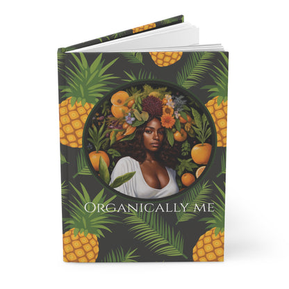 Organically Me A Pineapple Plant, Garden & Vegan Hardcover Journal, Matte 150 pages, Black women