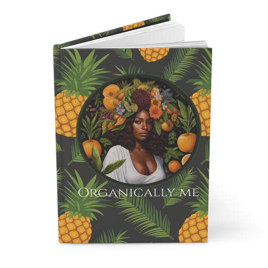 Organically Me A Pineapple Plant, Garden & Vegan Hardcover Journal, Matte 150 pages, Black women
