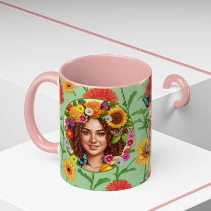 100% Organic Daisy Joy2 Plant Garden Vegan Ceramic Plant Mug Double Sided (11oz) 8 Color Combos