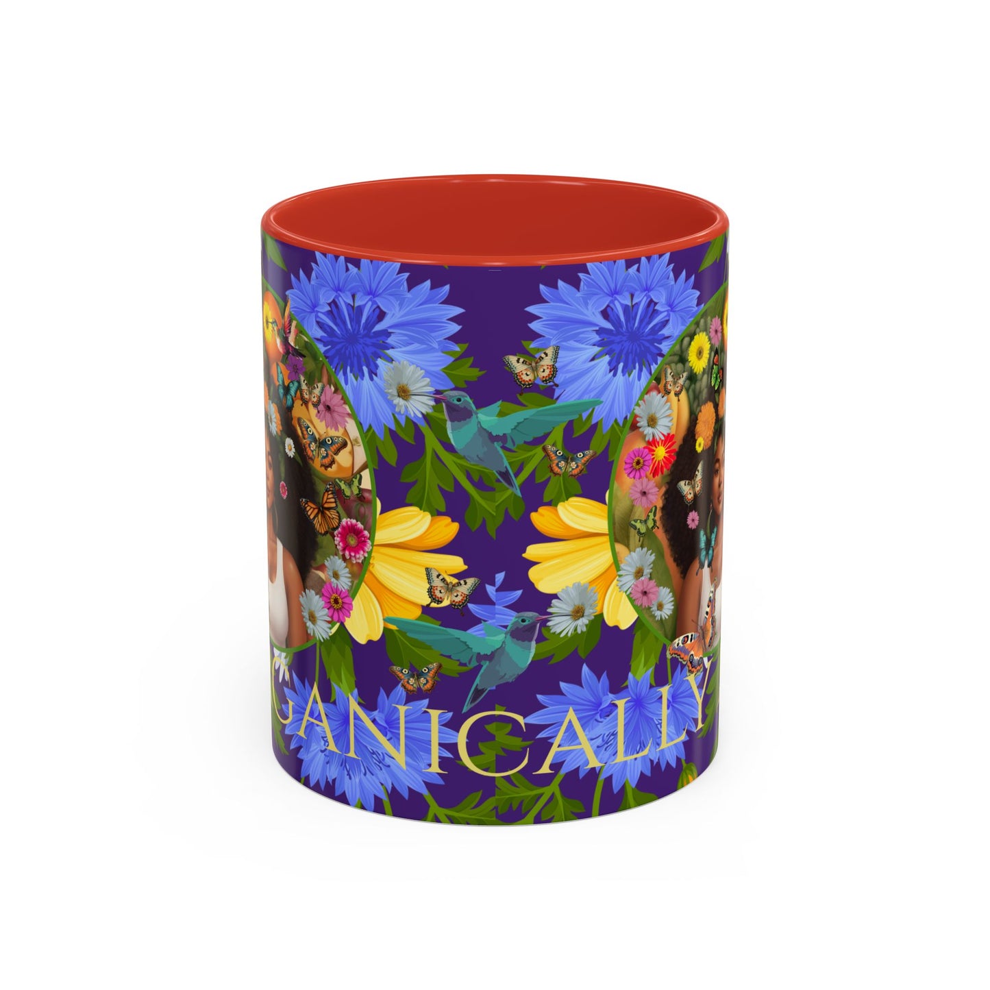 100% Organic Blue Gwen Plant Garden Vegan Ceramic Plant Mug with (11 or 15 oz) 8 Color Combos