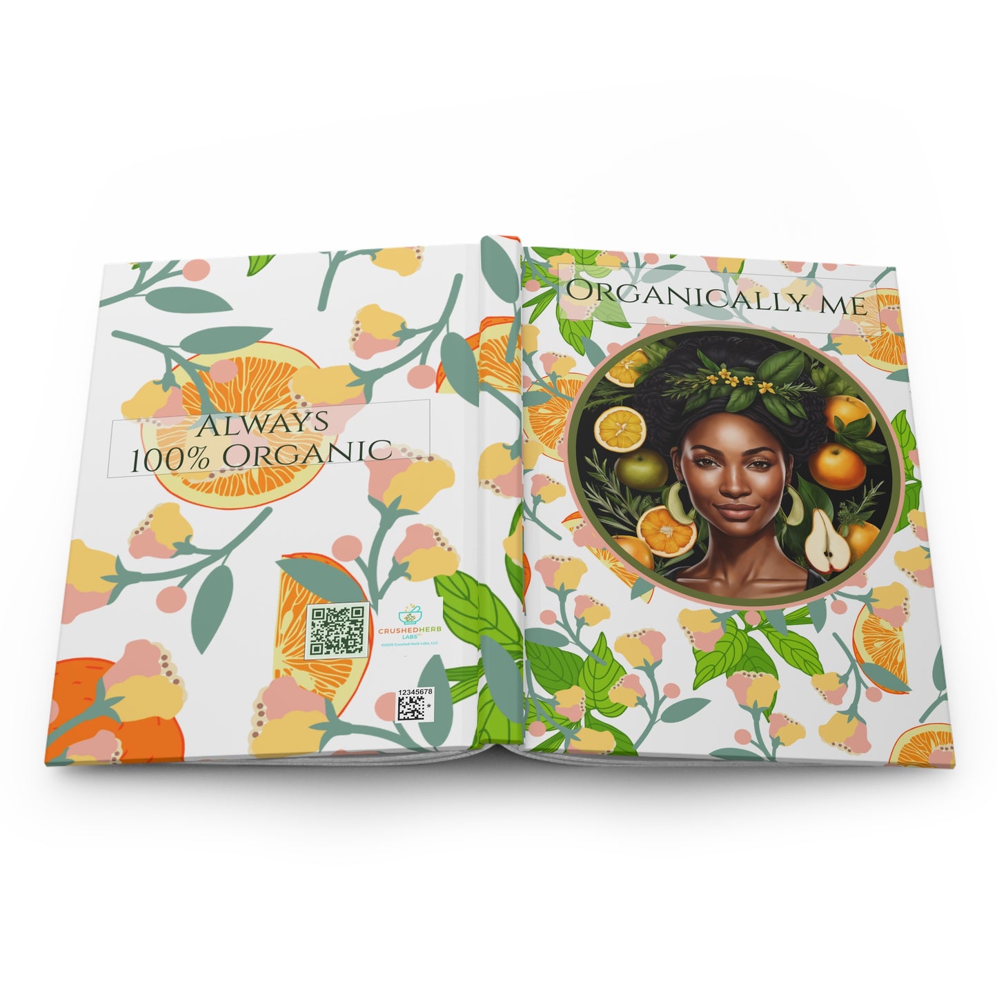 Organically Me Pink & Green Plant, Garden & Vegan Hardcover Journal, Matte 150 pages, Black women, May be PERSONALIZED