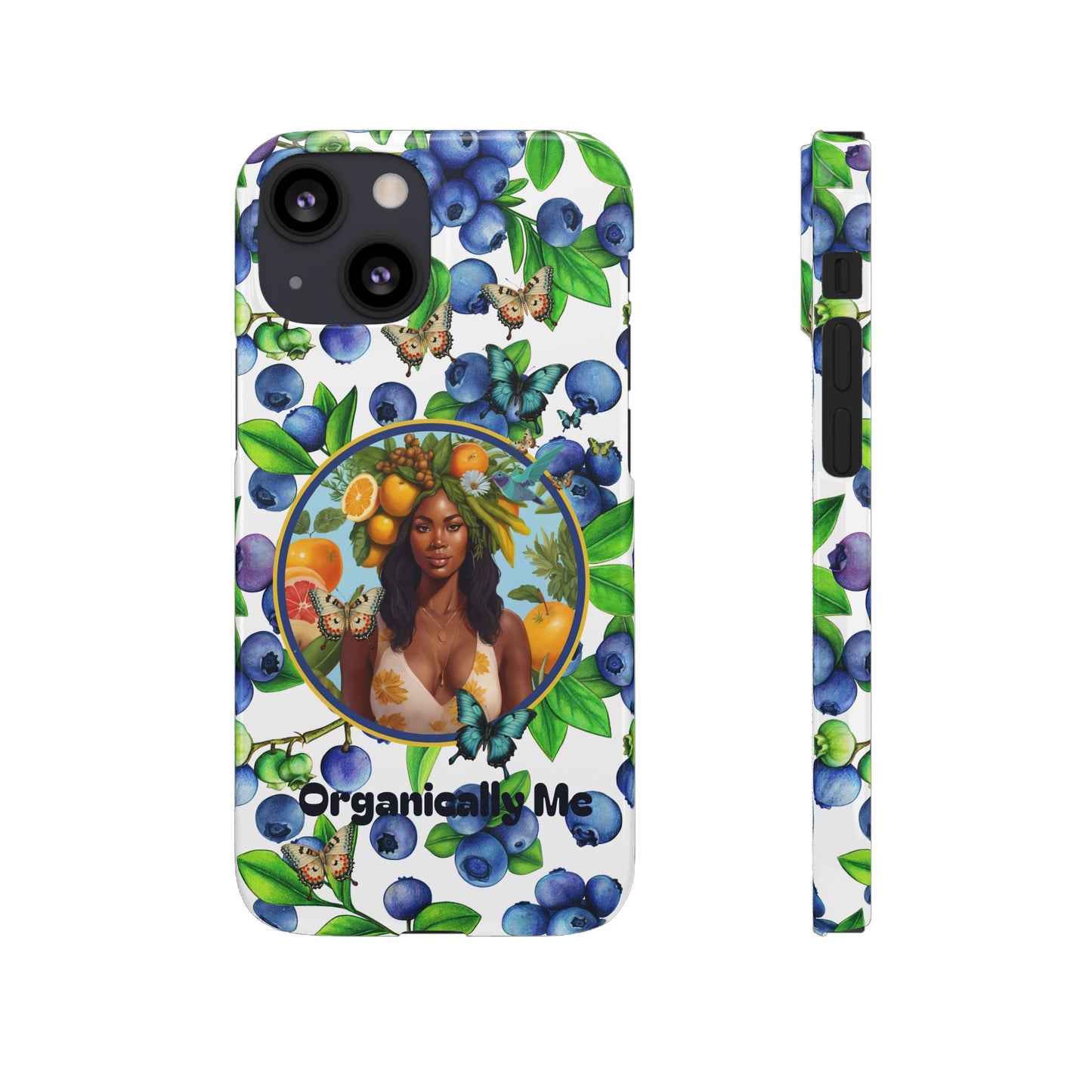 Organically Me Blueberry Plant B Garden Snap Phone Case with Black Woman, for iPhone and Android