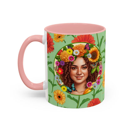 100% Organic Daisy Joy2 Plant Garden Vegan Ceramic Plant Mug Double Sided (11oz) 8 Color Combos