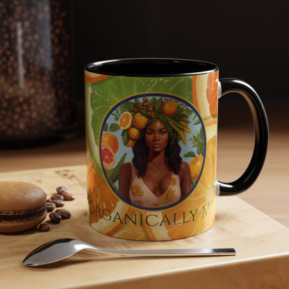 Organically Me Bright Citrus Plant Garden Vegan Ceramic Plant Mug with Black woman (11oz) 8 Color Combos