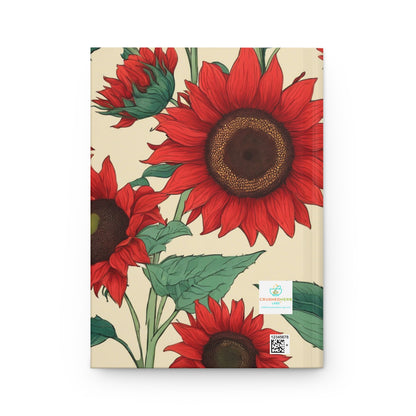 Organically Me Sunflower Red Plant, Garden & Vegan Hardcover Journal, Matte 150 pages, Black women