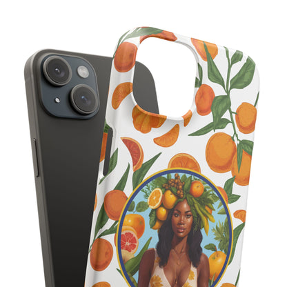 100% Organic Orange Plant Garden Snap Phone Case with Black Woman, Veggie Chic for Androids and iPhone models