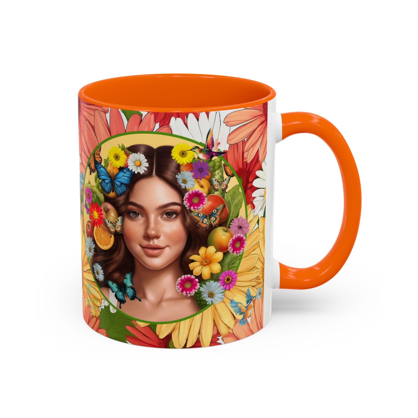 100% Organic Gerber Joy3 Plant Garden Vegan Ceramic Plant Mug with Woman (11oz) 8 Color Combos