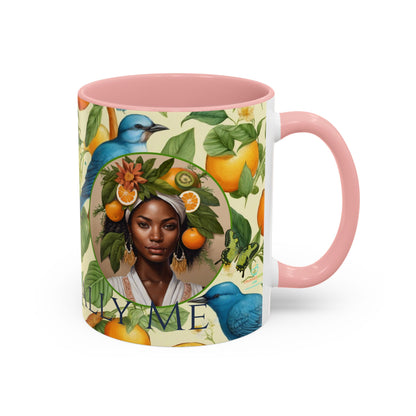 Organically Me A Lemon Bluebird Plant Garden Vegan Ceramic Plant Mug with Black woman (11oz) 8 Color Combos