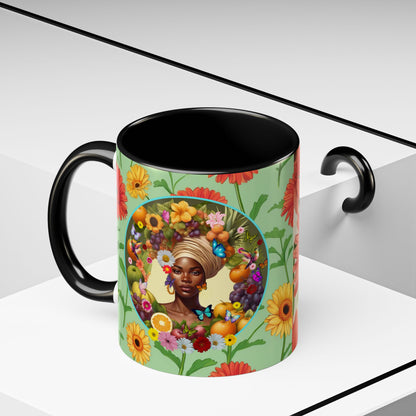 100% Organic Daisy Joy Plant Garden Vegan Ceramic Plant Mug, Black Woman Double Sided (11oz) 8 Color Combos