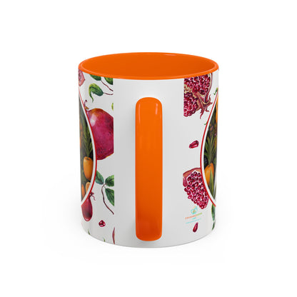 Organically Me Red and White Regina Pomegranate Plant Garden Vegan Ceramic Plant Mug with Black woman (11oz) 8 Color Combos