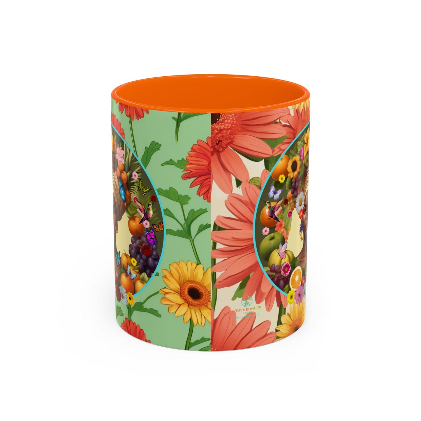 100% Organic Daisy Joy3 Plant Garden Vegan Ceramic Plant Mug, Black Woman Double Sided (11oz) 8 Color Combos