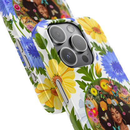 100% Organic Purple Plant Garden Snap Phone Case with Black Woman, for iPhone and Android