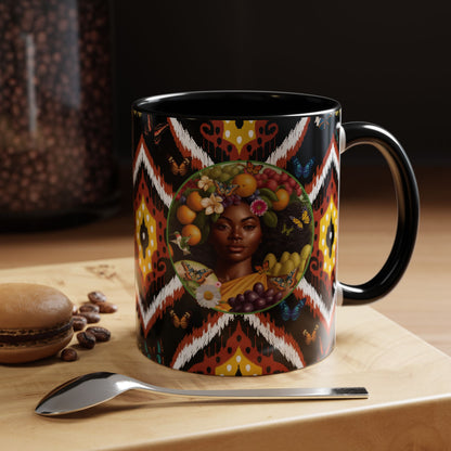 Organically Me A.1 Tribal Butterfly Plant Garden Vegan Ceramic Plant Mug with Black woman (11oz) 8 Color Combos