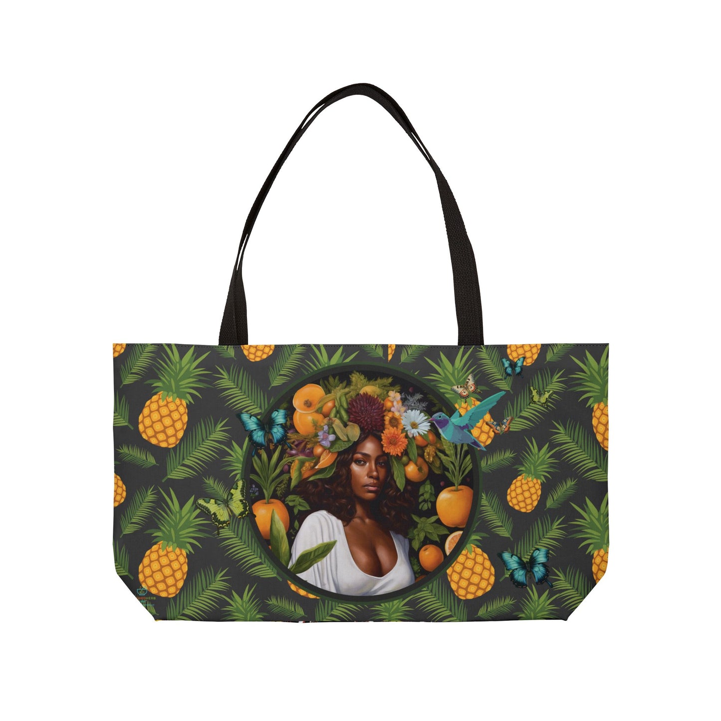 Organically Me A Pineapple Plant Garden Weekender Tote Bag with Black Woman