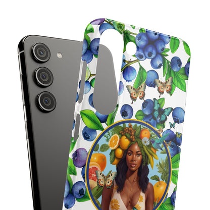 Organically Me Blueberry Plant B Garden Snap Phone Case with Black Woman, for iPhone and Android