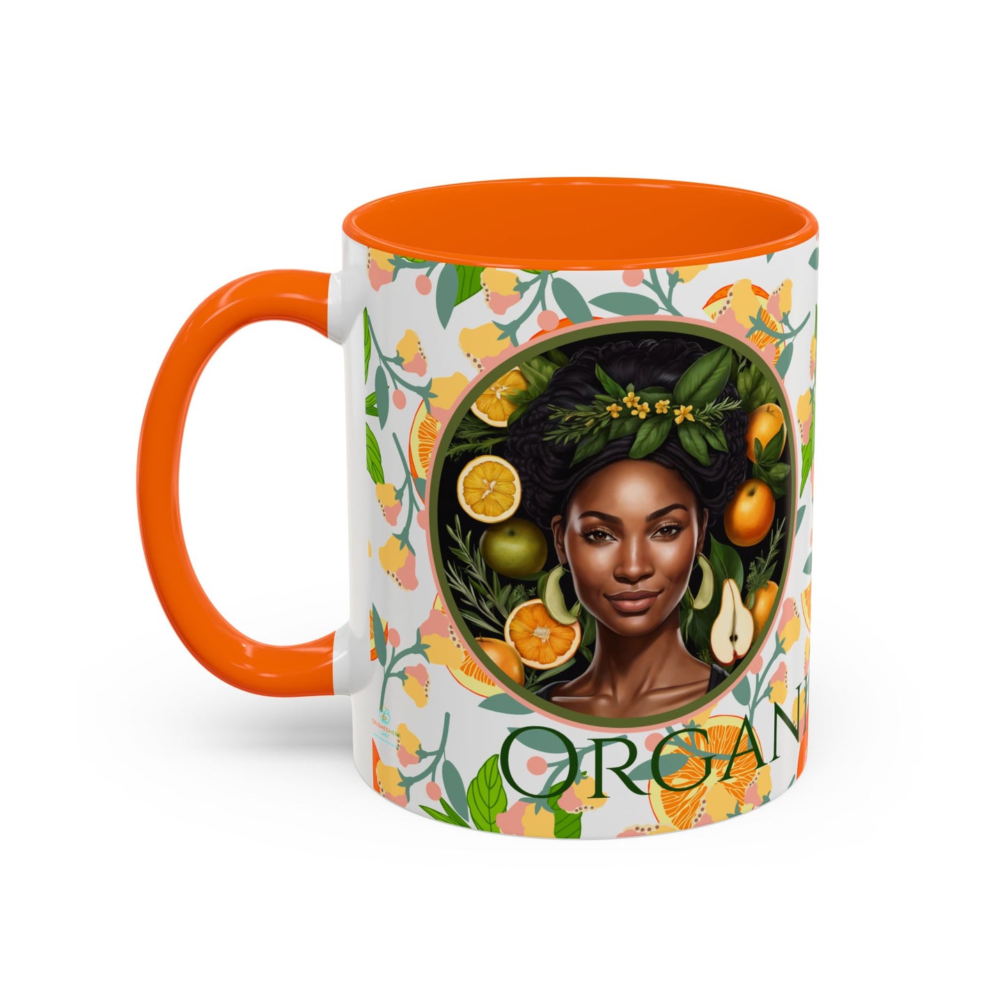 Organically Me Pink and Green Plant Garden Vegan Ceramic Plant Mug with Black woman (11oz) 8 Color Combos