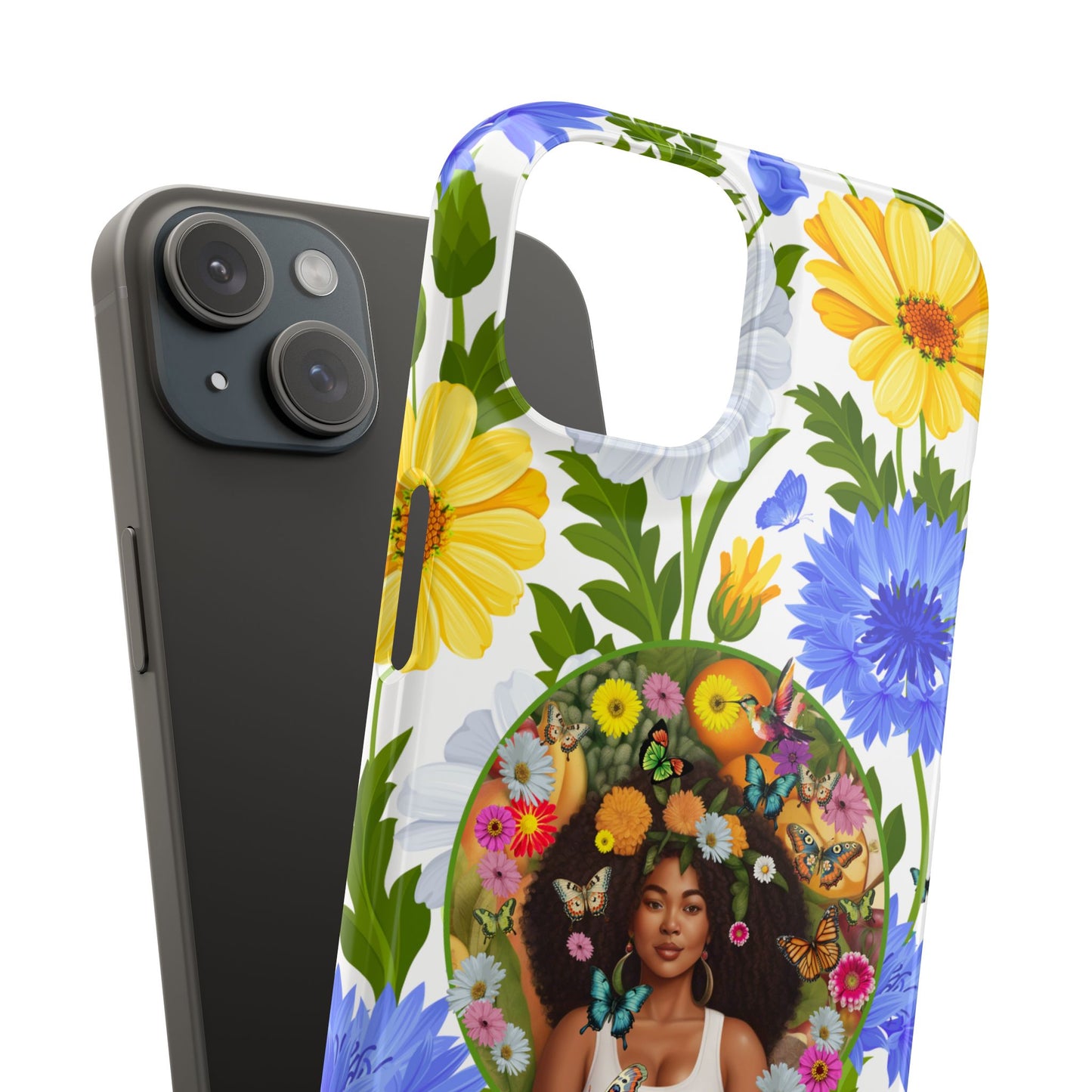100% Organic Purple Plant Garden Snap Phone Case with Black Woman, for iPhone and Android
