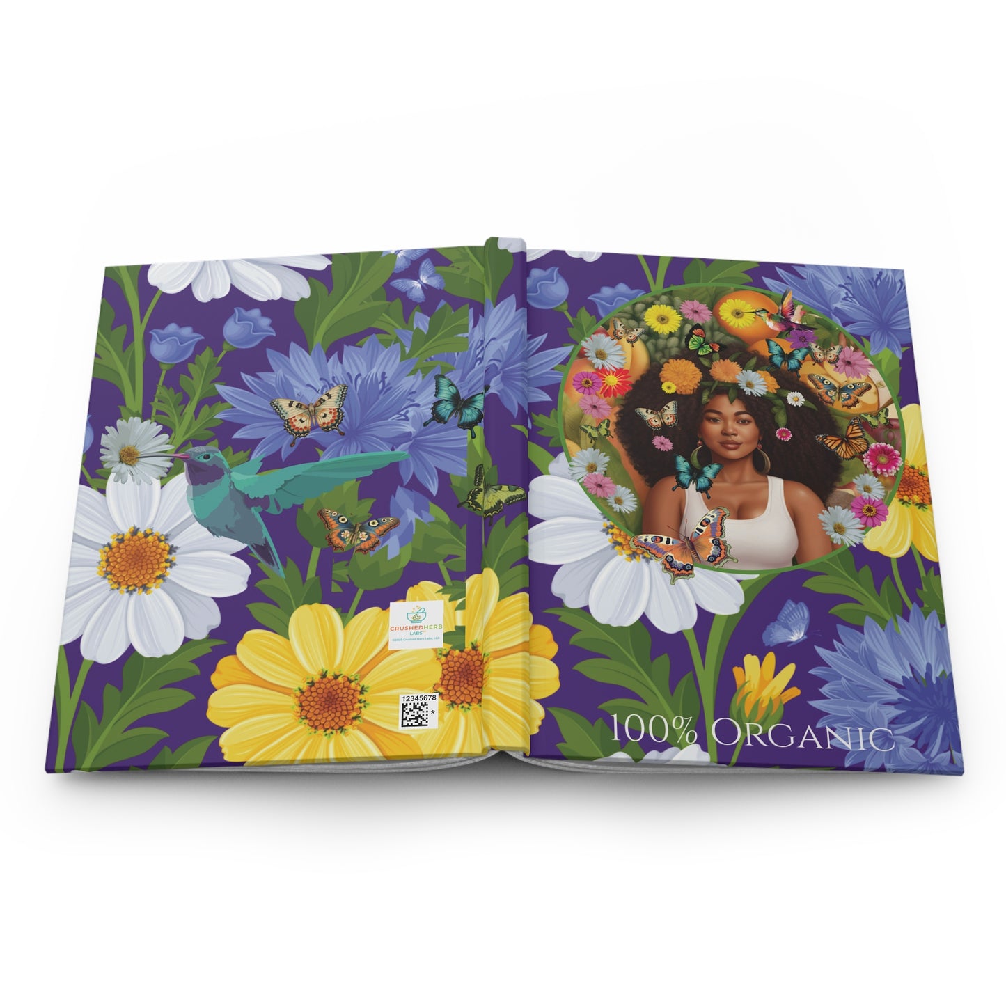 100% Organic Purple Plant Garden & Vegan Hardcover Journal, Matte 150 pages, Black women