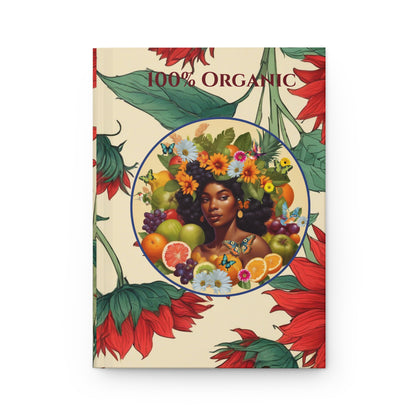 Organically Me Sunflower Red Plant, Garden & Vegan Hardcover Journal, Matte 150 pages, Black women