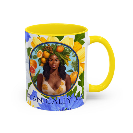 Organically Me Blue & Yellow Daisy Joyce Plant Garden Vegan Ceramic Plant Mug with Black woman (11oz) 8 Color Combos