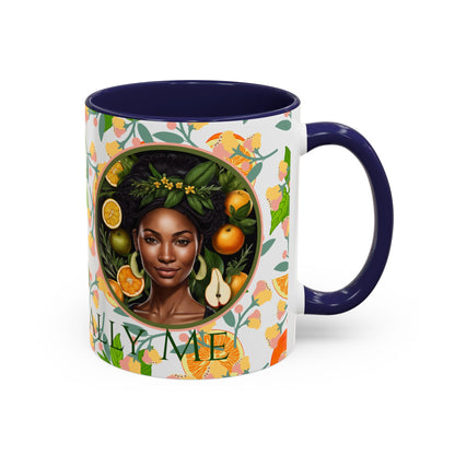 Organically Me Pink and Green Plant Garden Vegan Ceramic Plant Mug with Black woman (11oz) 8 Color Combos