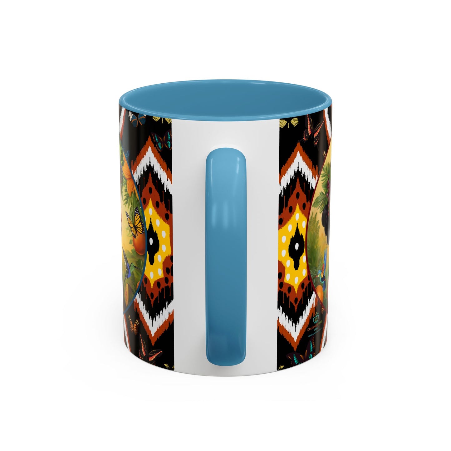 Organically Me A Tribal Butterfly Plant Garden Vegan Ceramic Plant Mug with Black woman (11oz) 8 Color Combos