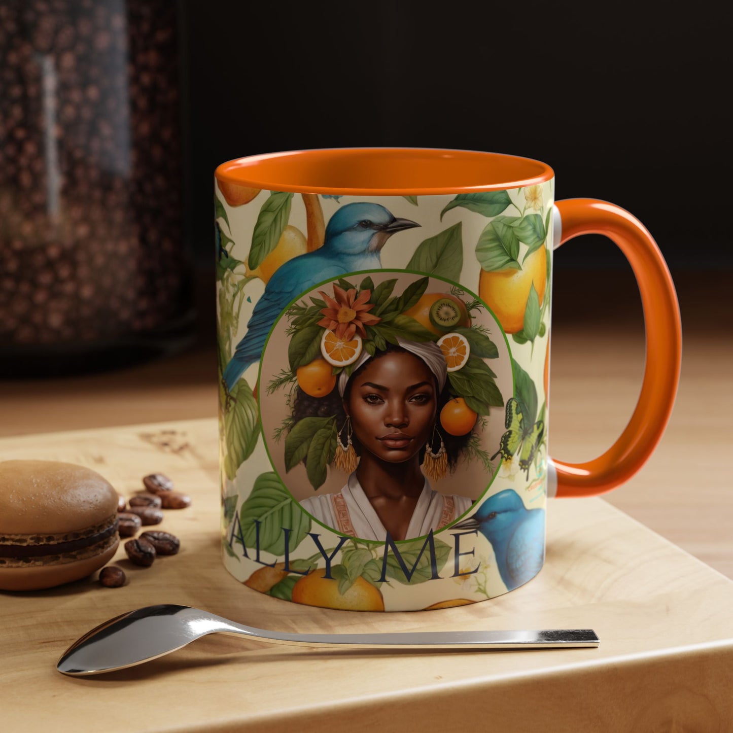 Organically Me A Lemon Bluebird Plant Garden Vegan Ceramic Plant Mug with Black woman (11oz) 8 Color Combos