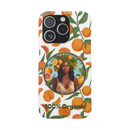 100% Organic Orange Plant Garden Snap Phone Case with Black Woman, Veggie Chic for Androids and iPhone models