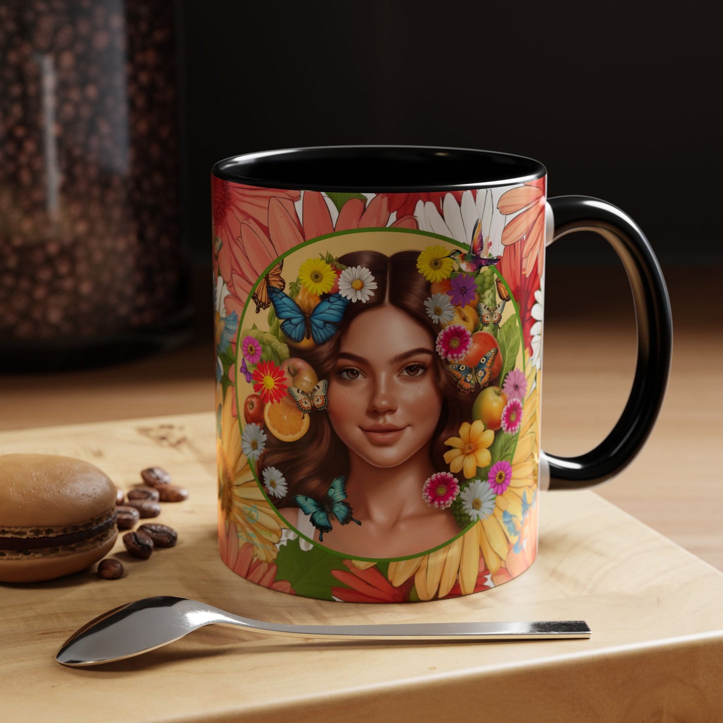 100% Organic Gerber Joy3 Plant Garden Vegan Ceramic Plant Mug with Woman (11oz) 8 Color Combos