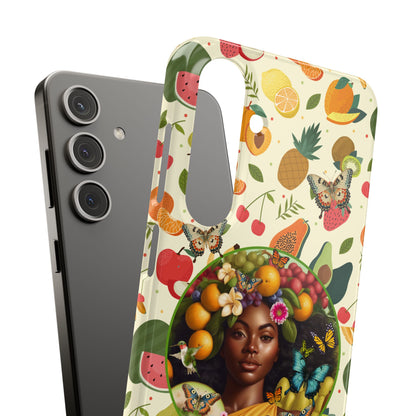 Organically Me Fruit & Veggie Queen Plant Garden Snap Phone Case with Black Woman, for iPhone and Android