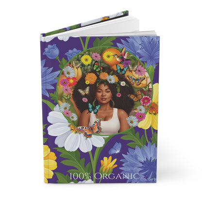 100% Organic Purple Plant Garden & Vegan Hardcover Journal, Matte 150 pages, Black women