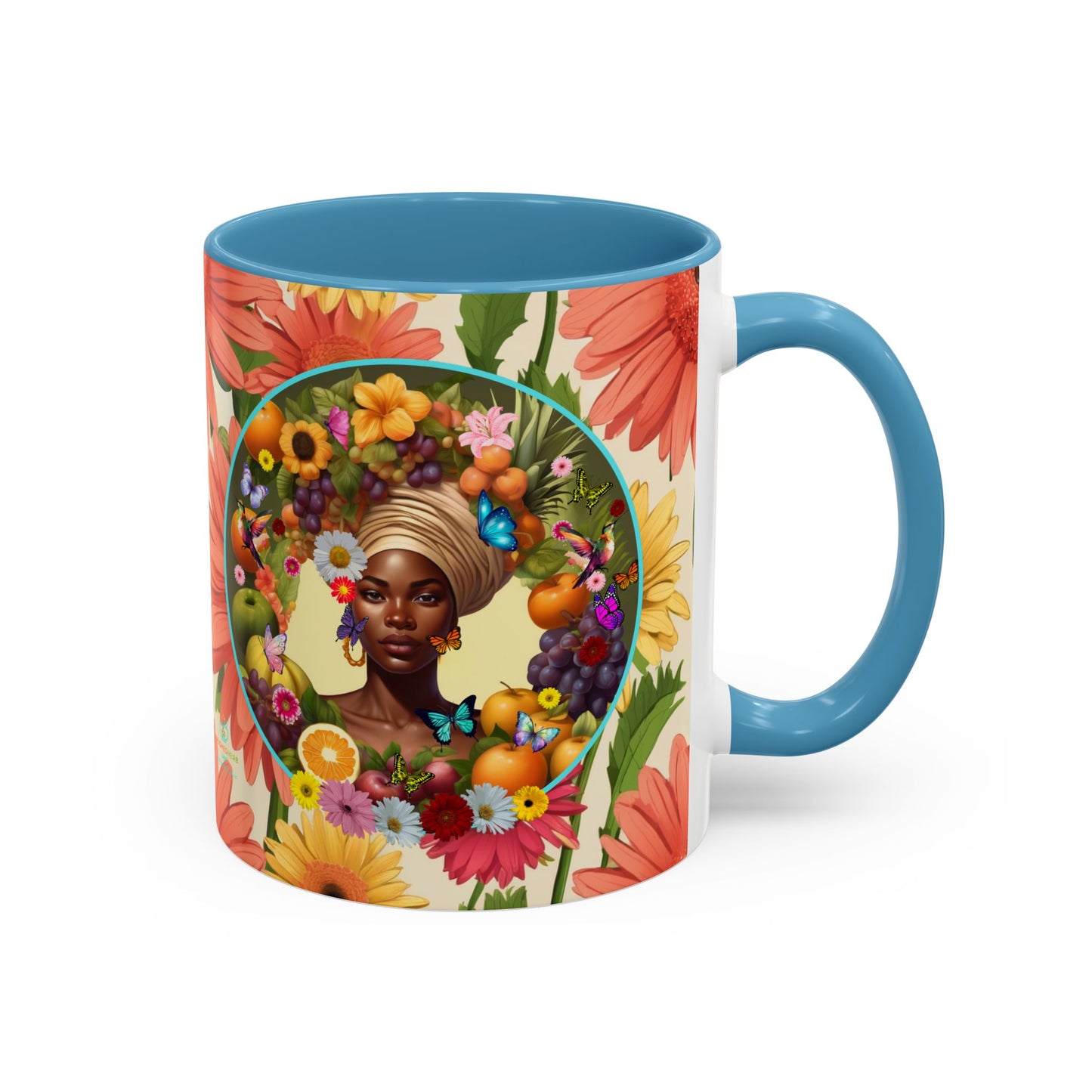100% Organic Daisy Joy3 Plant Garden Vegan Ceramic Plant Mug, Black Woman Double Sided (11oz) 8 Color Combos