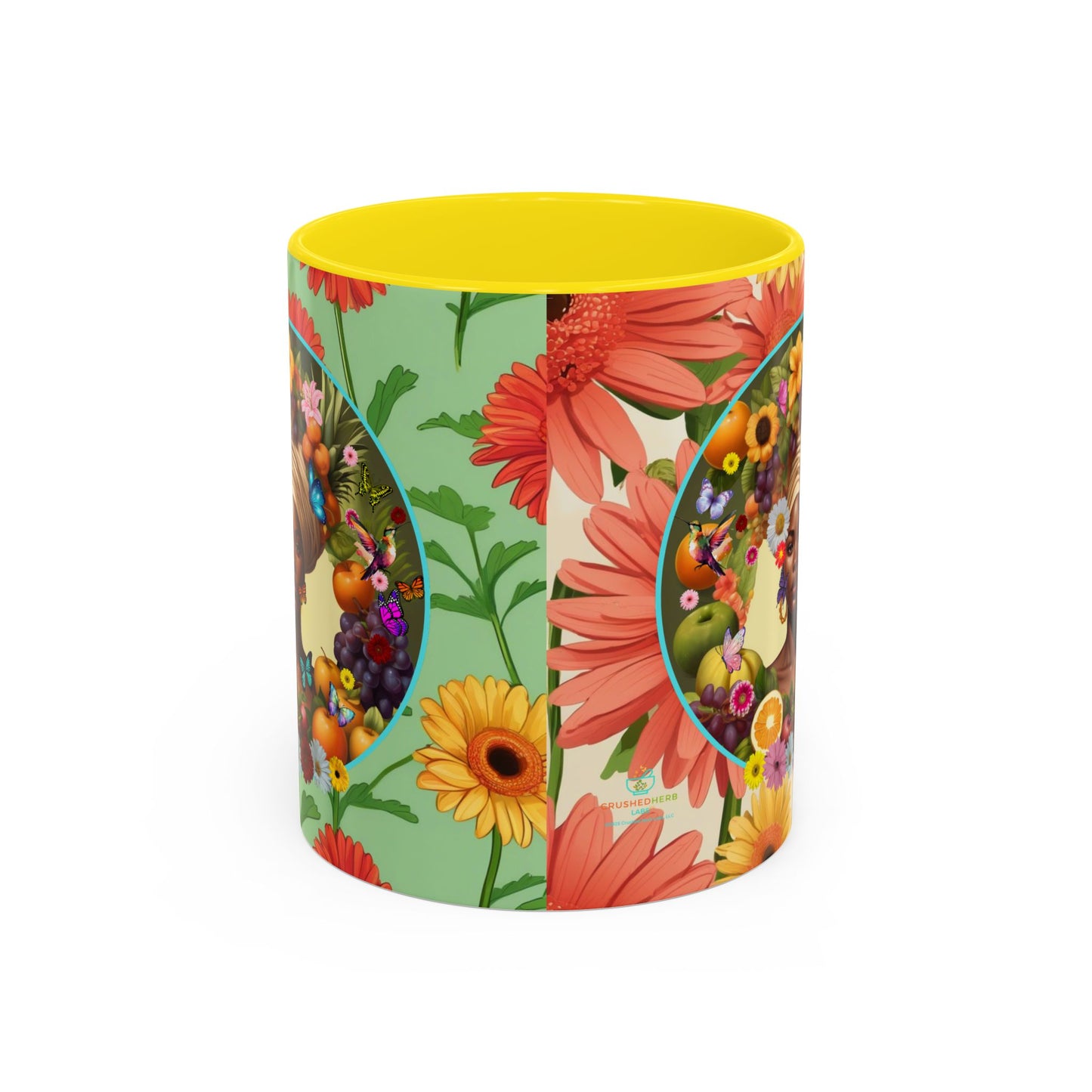 100% Organic Daisy Joy3 Plant Garden Vegan Ceramic Plant Mug, Black Woman Double Sided (11oz) 8 Color Combos