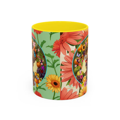 100% Organic Daisy Joy3 Plant Garden Vegan Ceramic Plant Mug, Black Woman Double Sided (11oz) 8 Color Combos