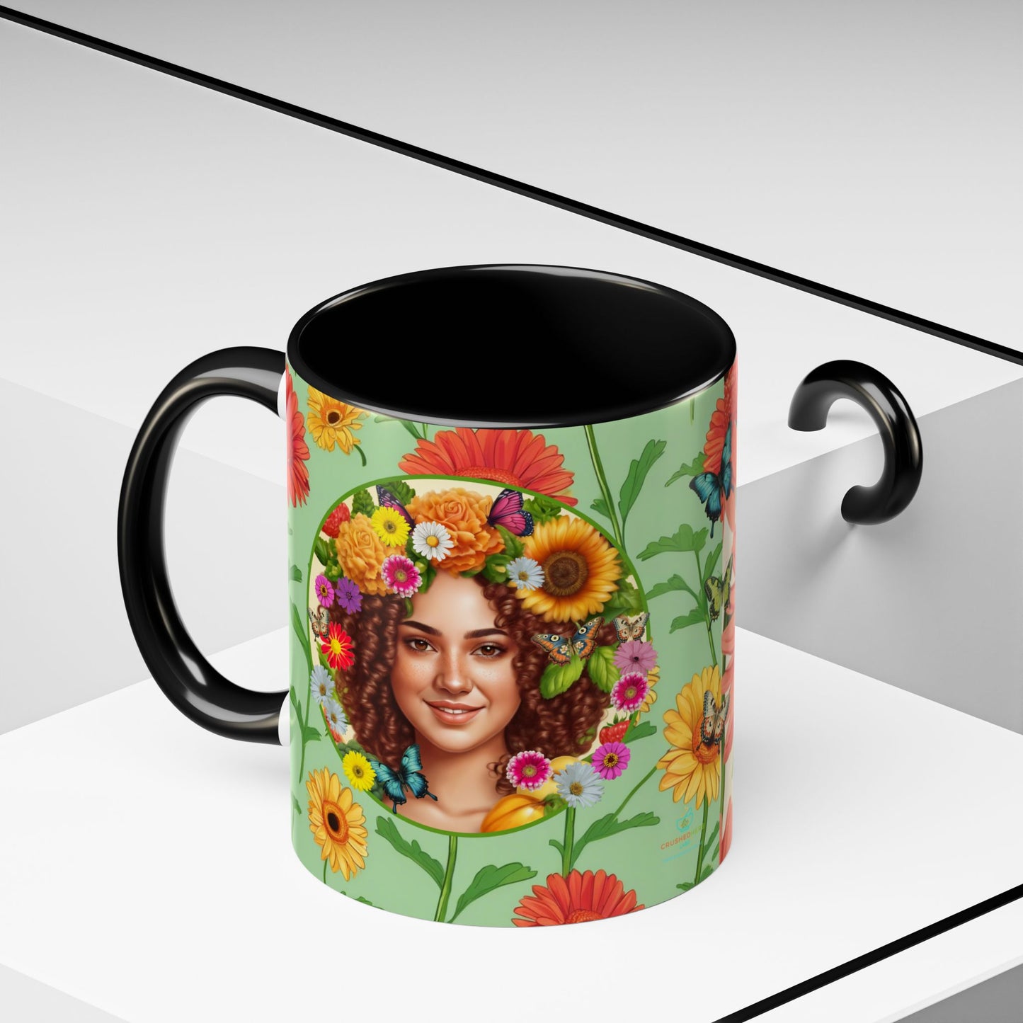 100% Organic Daisy Joy2 Plant Garden Vegan Ceramic Plant Mug Double Sided (11oz) 8 Color Combos