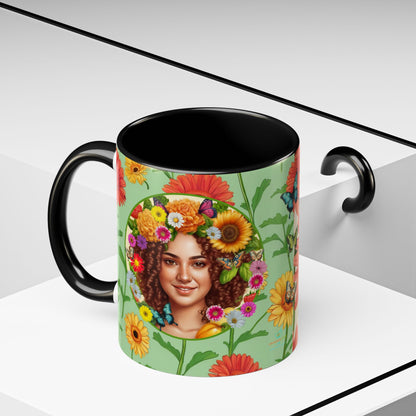 100% Organic Daisy Joy2 Plant Garden Vegan Ceramic Plant Mug Double Sided (11oz) 8 Color Combos