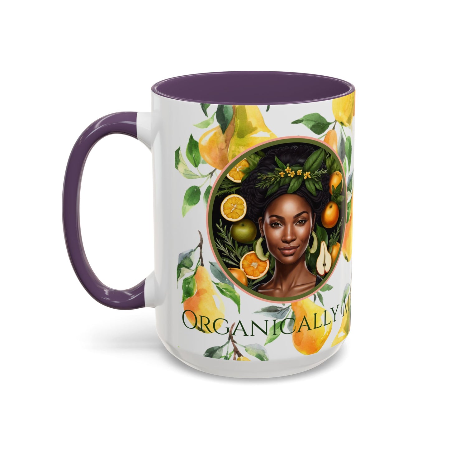 Organically Me Yellow Pear Plant Garden Vegan Ceramic Plant Mug with Black woman (11oz) 8 Color Combos