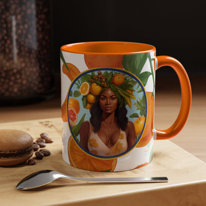 100% Organic Orange Plant Garden Vegan Ceramic Plant Mug with Black woman (11oz) 8 Color Combos