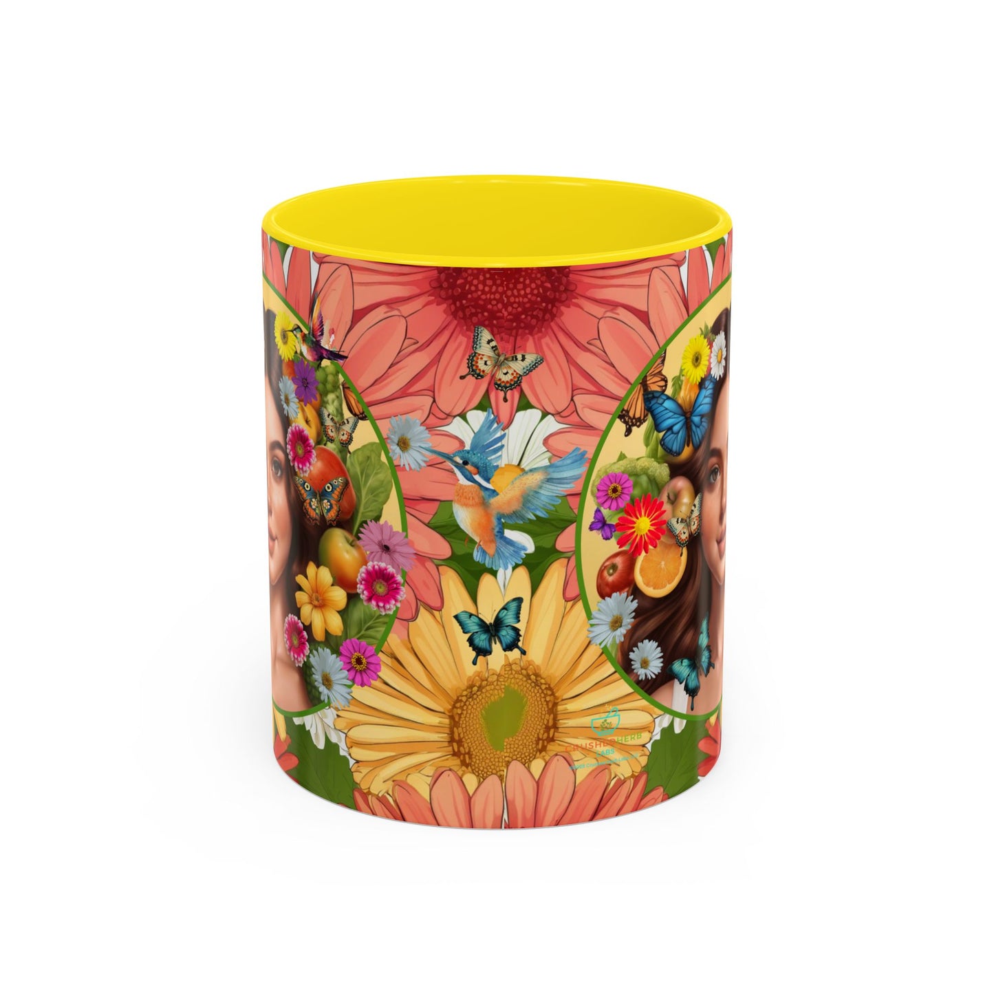 100% Organic Gerber Joy3 Plant Garden Vegan Ceramic Plant Mug with Woman (11oz) 8 Color Combos