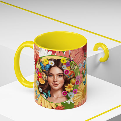 100% Organic Gerber Joy3 Plant Garden Vegan Ceramic Plant Mug with Woman (11oz) 8 Color Combos