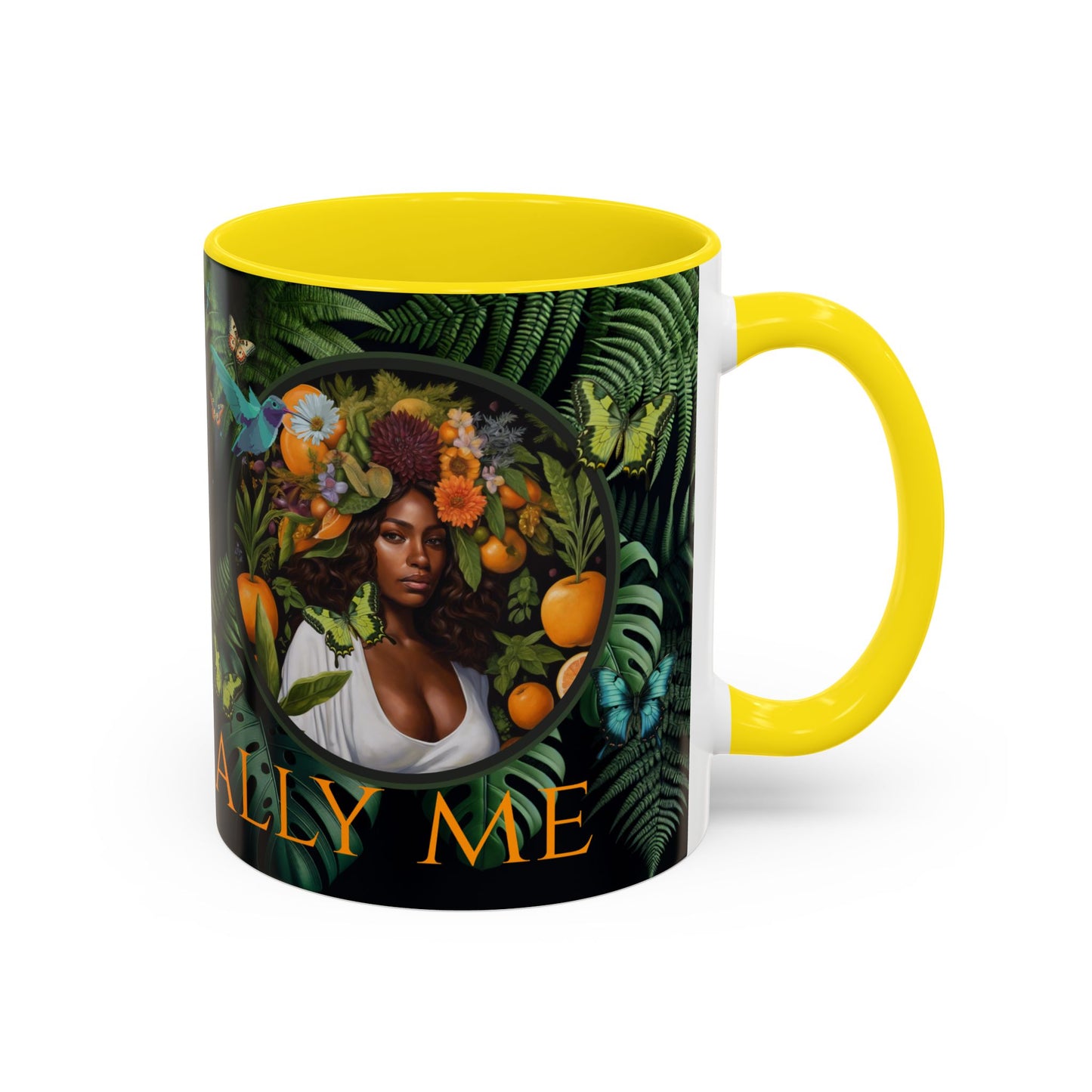 100% Organic A Fern Monstera Plant Garden Vegan Ceramic Plant Mug with Black woman (11oz) 8 Color Combos