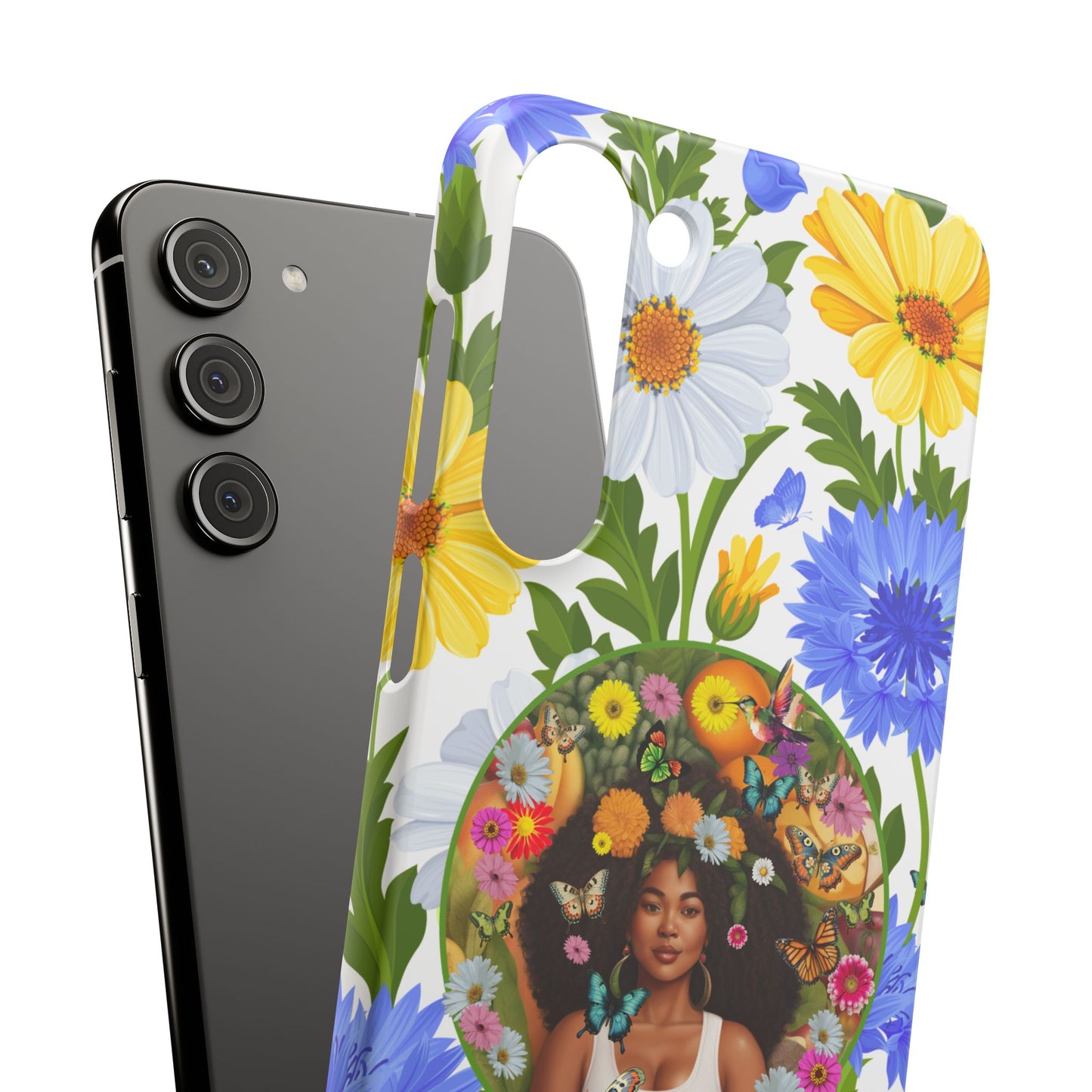 100% Organic Purple Plant Garden Snap Phone Case with Black Woman, for iPhone and Android
