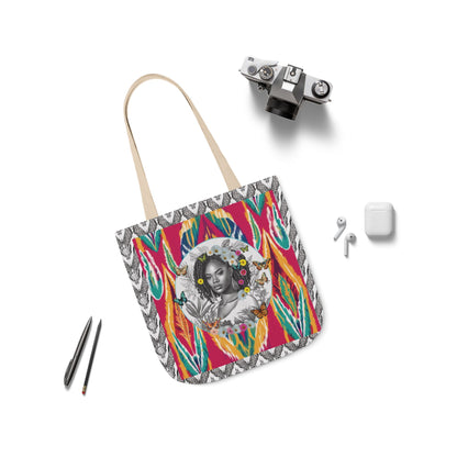 100% Me Ikat Laney Locs Garden-themed 13" tote bag, purse, workout bag, yoga bag with Black Women