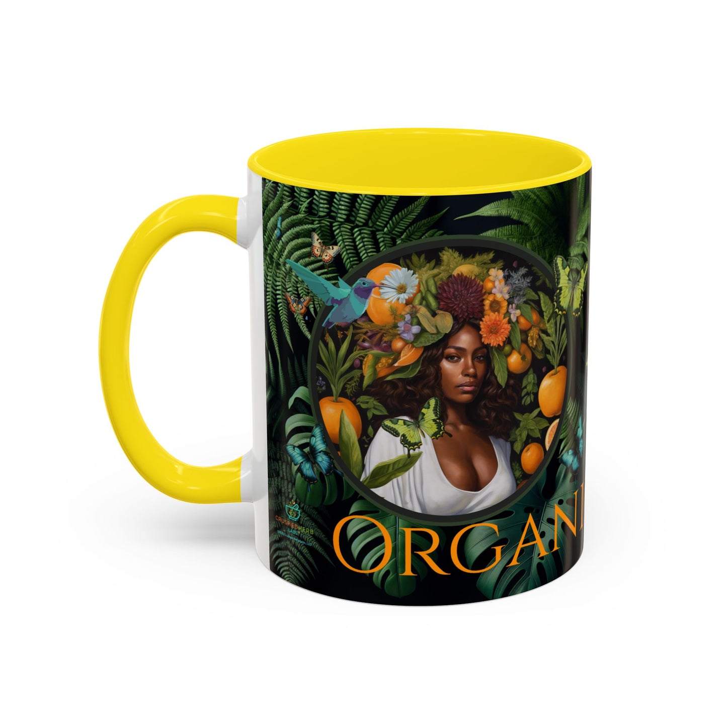 100% Organic A Fern Monstera Plant Garden Vegan Ceramic Plant Mug with Black woman (11oz) 8 Color Combos
