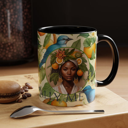 Organically Me A Lemon Bluebird Plant Garden Vegan Ceramic Plant Mug with Black woman (11oz) 8 Color Combos