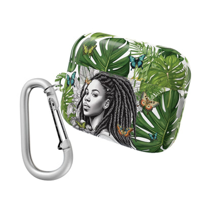 AirPod2 Case: A Monstera Plant Nadia Garden Butterfly Case with Black Woman with locs Design for AirPods Pro Gen 1 & 2, AirPods Gen 1, Gen 2, Gen 3
