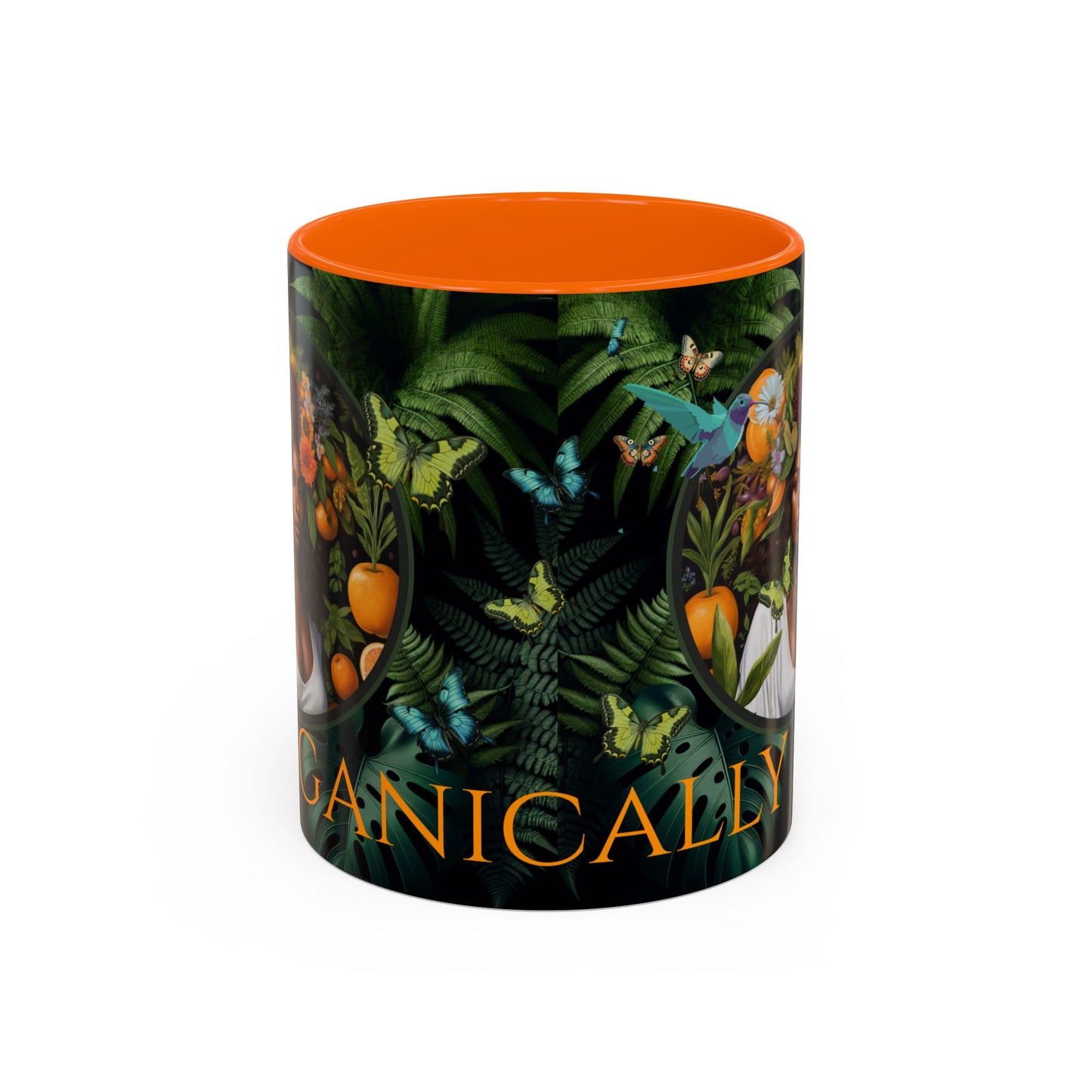 100% Organic A Fern Monstera Plant Garden Vegan Ceramic Plant Mug with Black woman (11oz) 8 Color Combos