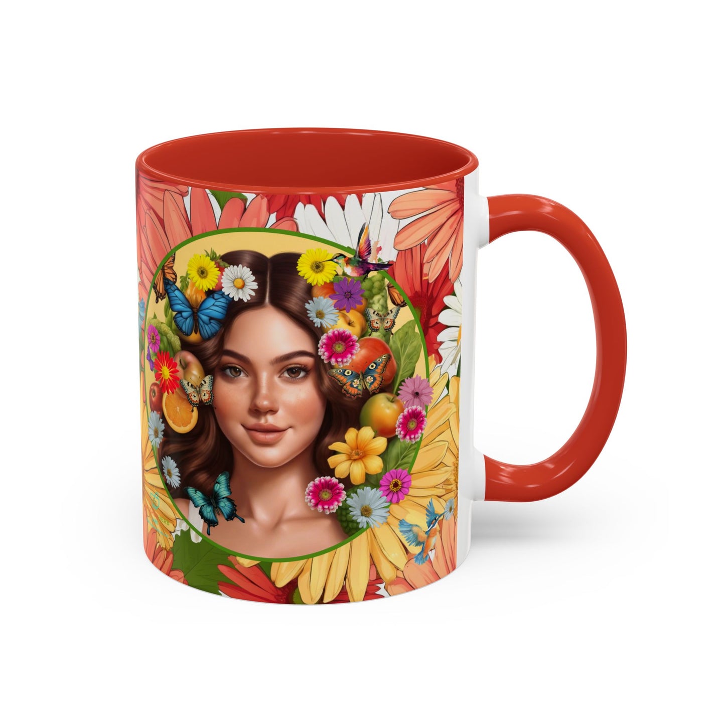 100% Organic Gerber Joy3 Plant Garden Vegan Ceramic Plant Mug with Woman (11oz) 8 Color Combos