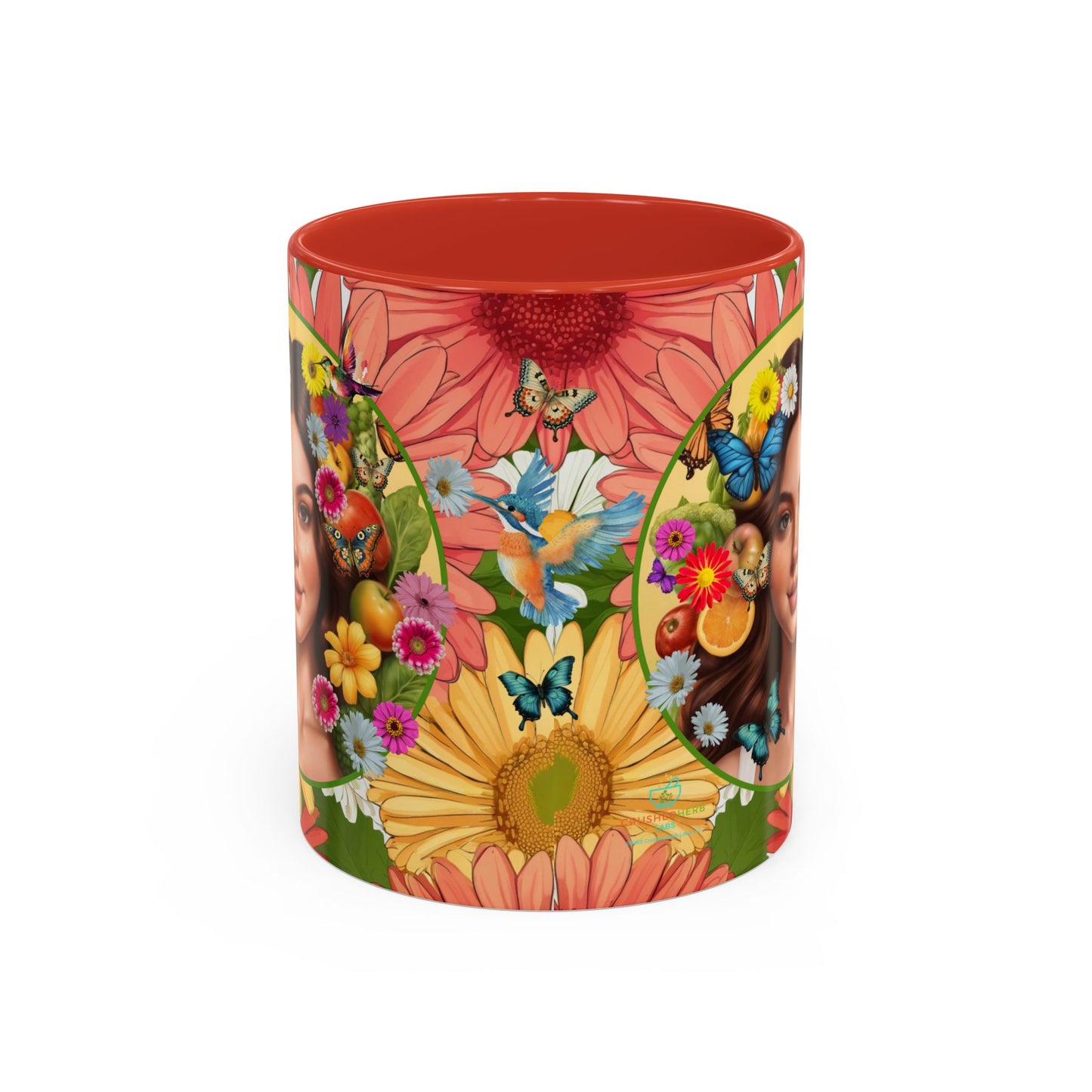 100% Organic Gerber Joy3 Plant Garden Vegan Ceramic Plant Mug with Woman (11oz) 8 Color Combos