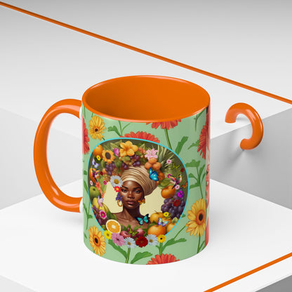 100% Organic Daisy Joy Plant Garden Vegan Ceramic Plant Mug, Black Woman Double Sided (11oz) 8 Color Combos